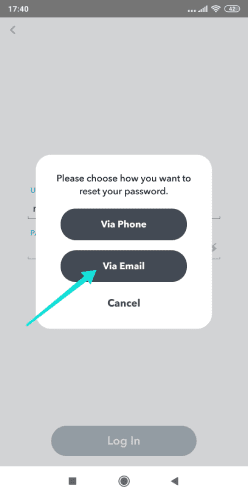 إعادة تعيين كلمة السر سناب شات عبر البريد الإلكتروني