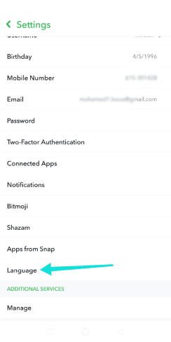 كيفية تغيير لغة حسابي سناب شات