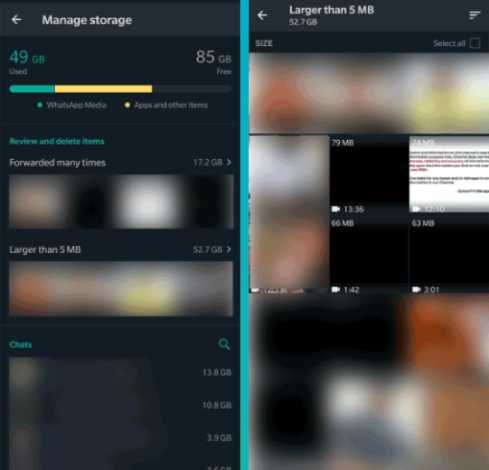 حذف الملفات الكبيرة على واتس اب