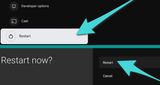 إعادة تشغيل جهاز جوجل TV