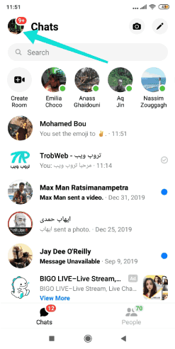 تمكين الوضع الداكن في فيسبوك ماسنجر