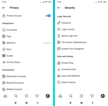 ميزات الخصوصية والأمان في شبكة instagram