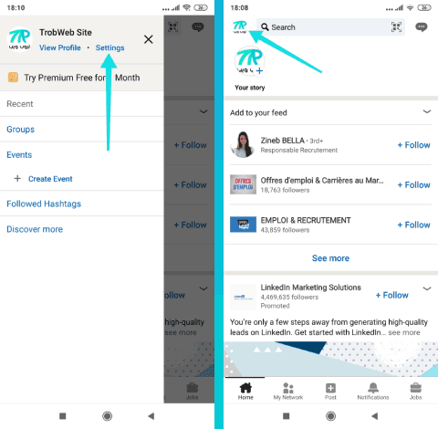 إعدادات Linkedin
