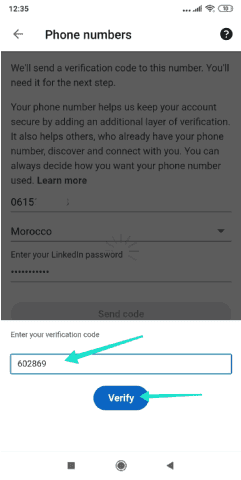 التحقق من رقم الهاتف لإضافته إلى حسابك على لينكد إن