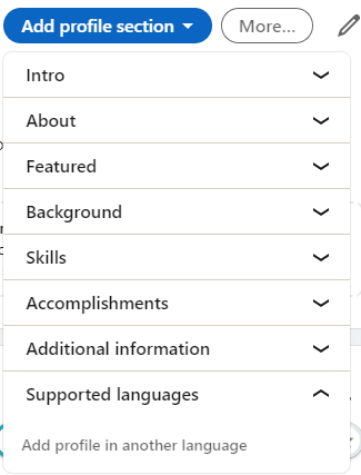 إضافة أقسام أخرى في بروفايل حسابك على linkedin