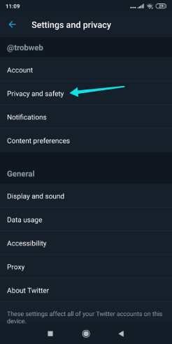 إعدادات الخصوصية والامان على تويتر