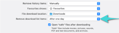 مسح سجل التنزيلات على سفاري