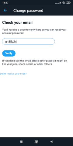 رمز تأكيد إعادة تعيين كلمة المرور
