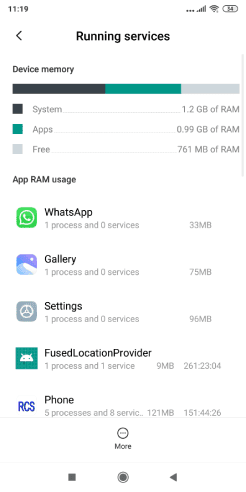 مقدار الرام المستهلك في هاتف الأندرويد