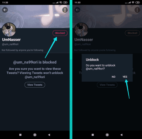 إلغاء الحظر من أجل حذف المتابعين على Twitter