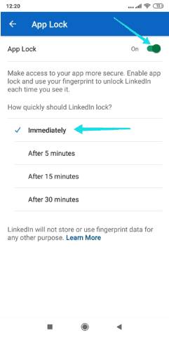 عمل قفل لتطبيق Linkedin