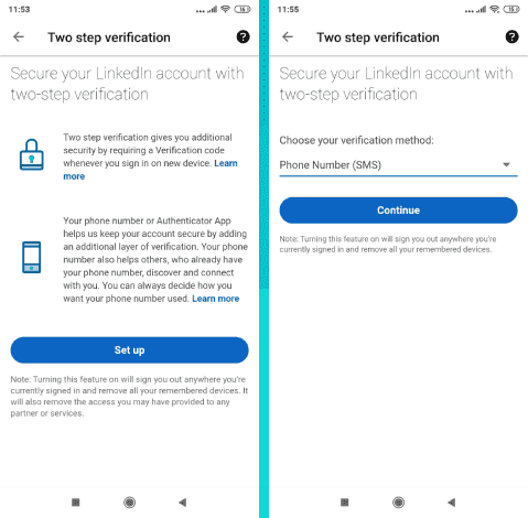 تمكين ميزة التحقق من خطوتين لحسابك على linkedin