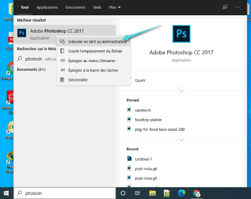 تشغيل البرنامج كمسؤول في ويندوز 10