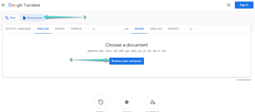 ترجمة ملفات PDF عبر google