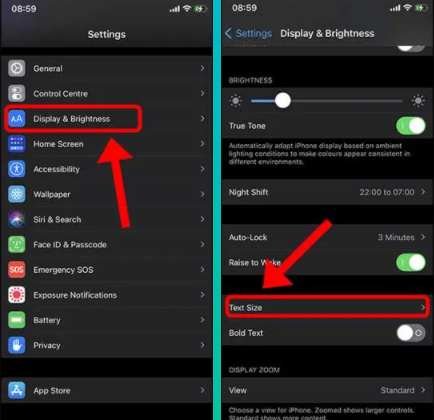 كيفية تغيير حجم النص في الايفون