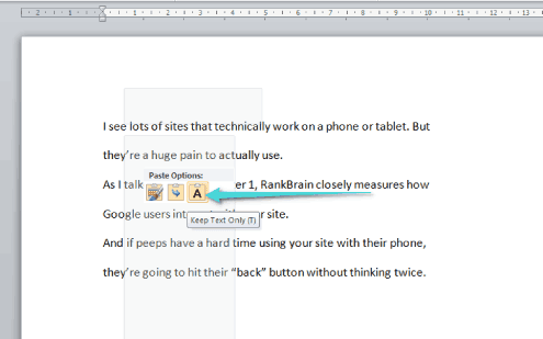 لصق النص المنسوخ من PDF في ملف وورد