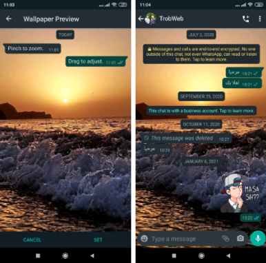 تغيير خلفية محادثة واتس اب