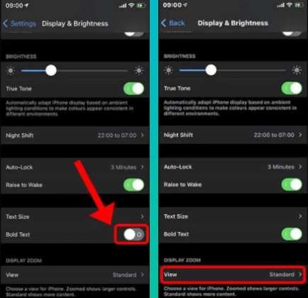 تغيير حجم الخط في الايفون