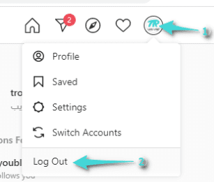 تسجيل الخروج من حساب إنستقرام على الويب