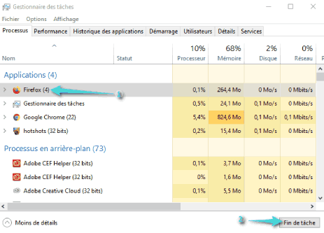 إغلاق فايرفوكس من Task manager