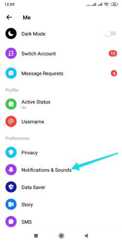 تعطيل الأصوات في تطبيق فيسبوك
