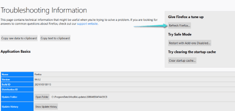 إعادة تنشيط firefox
