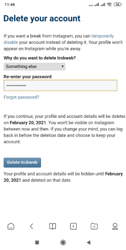 كيفية حذف حساب إنستقرام نهائياً على الهاتف