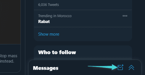 إرسال رسالة جديدة على الخاص عبر موقع Twitter