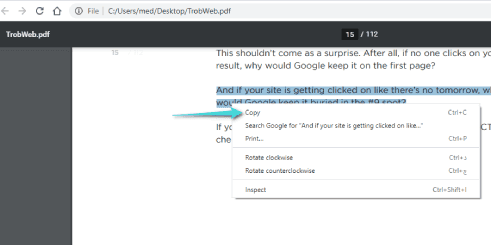نسخ النص من ملف PDF عبر جوجل كروم