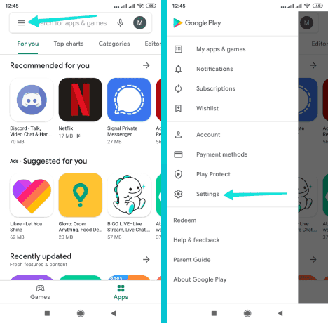إعدادات google play