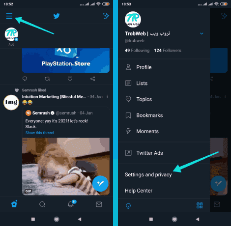 تعطيل المؤثرات الصوتية على تطبيق Twitter