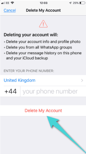 كيفية حذف حساب whatsapp على الايفون