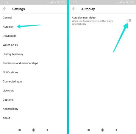 إيقاف التشغيل التلقائي للفيديو في يوتيوب على الاندرويد