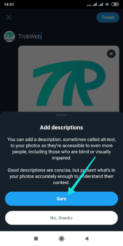 كيفية إضافة وصف للصورة على تويتر