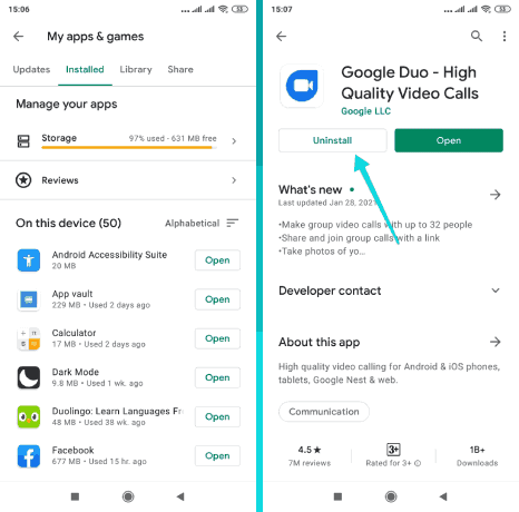 حذف التطبيقات على الأندرويد
