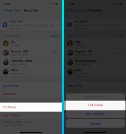 مغادرة مجموعة واتس اب