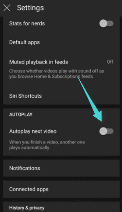 إيقاف التشغيل التلقائي للفيديو في يوتيوب على الايفون