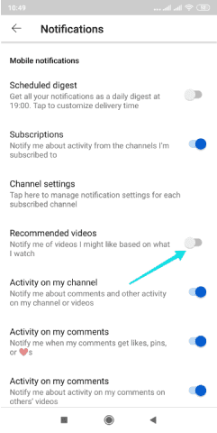 تعطيل فيديوهات يوتيوب المقترحة على الاندرويد