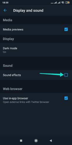 تعطيل المؤثرات الصوتية على تطبيق Twitter