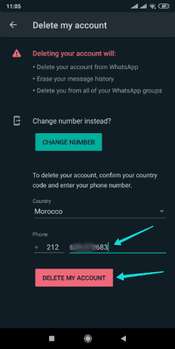 كيفية حذف حساب Whatsapp على الاندرويد