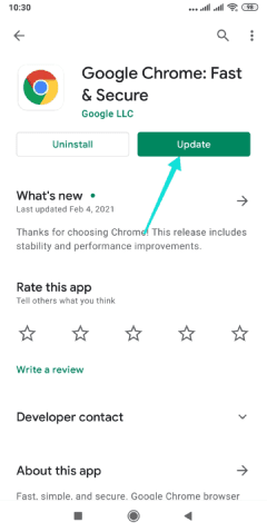 تحديث متصفح جوجل كروم