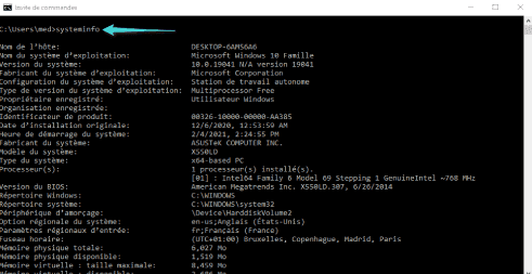إظهار مواصفات الكمبيوتر من خلال cmd