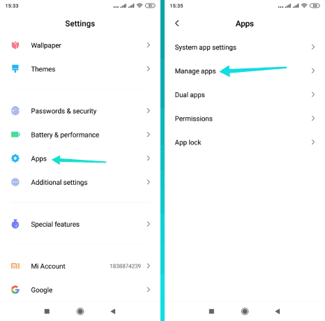 تعطيل التطبيقات
