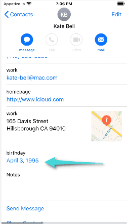 إضافة عيد الميلاد لجهة الاتصال على الايفون