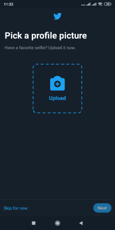 إضافة صورة البروفايل أثناء إنشاء حساب تويتر