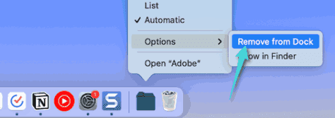 إزالة المجلد من الشريط السفلي Dock على الماك