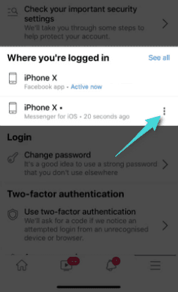 تسجيل الخروج من Facebook Messenger على الايفون والايباد
