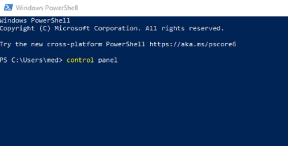 فتح لوحة التحكم من خلال PowerShell على ويندوز 10