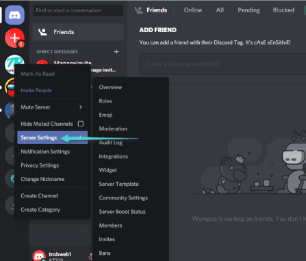 إعدادات السيرفر على Discord