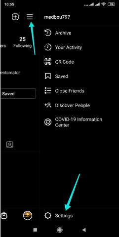 إعدادات instagram